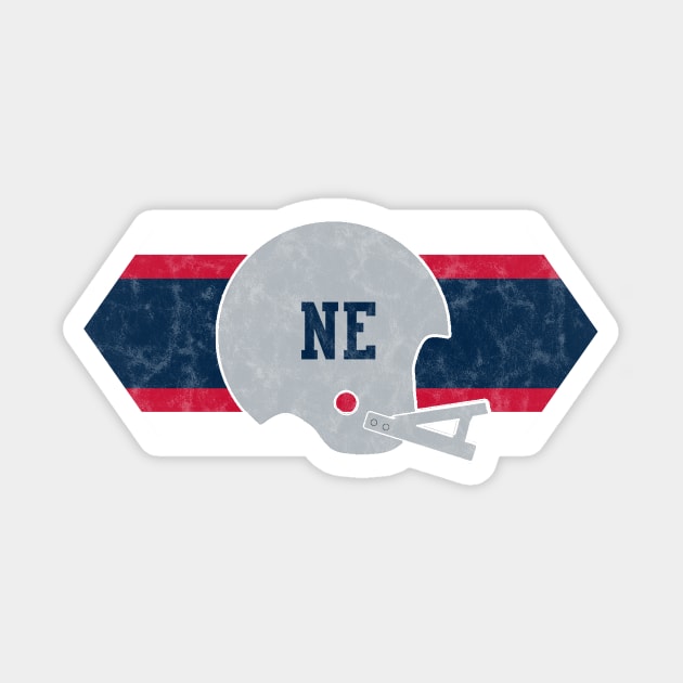 New England Football retro and distressed helmet and stripe Sticker by MulletHappens